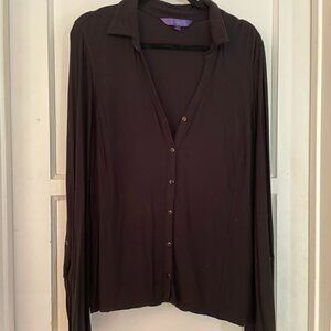 NJD Black Long Sleeve Button Down Top
